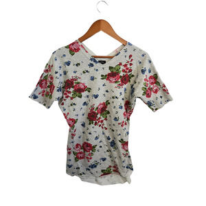 NEVE / HAWK Multicolor Floral Print Pullover Sweater Short Sleeve Women's Size S